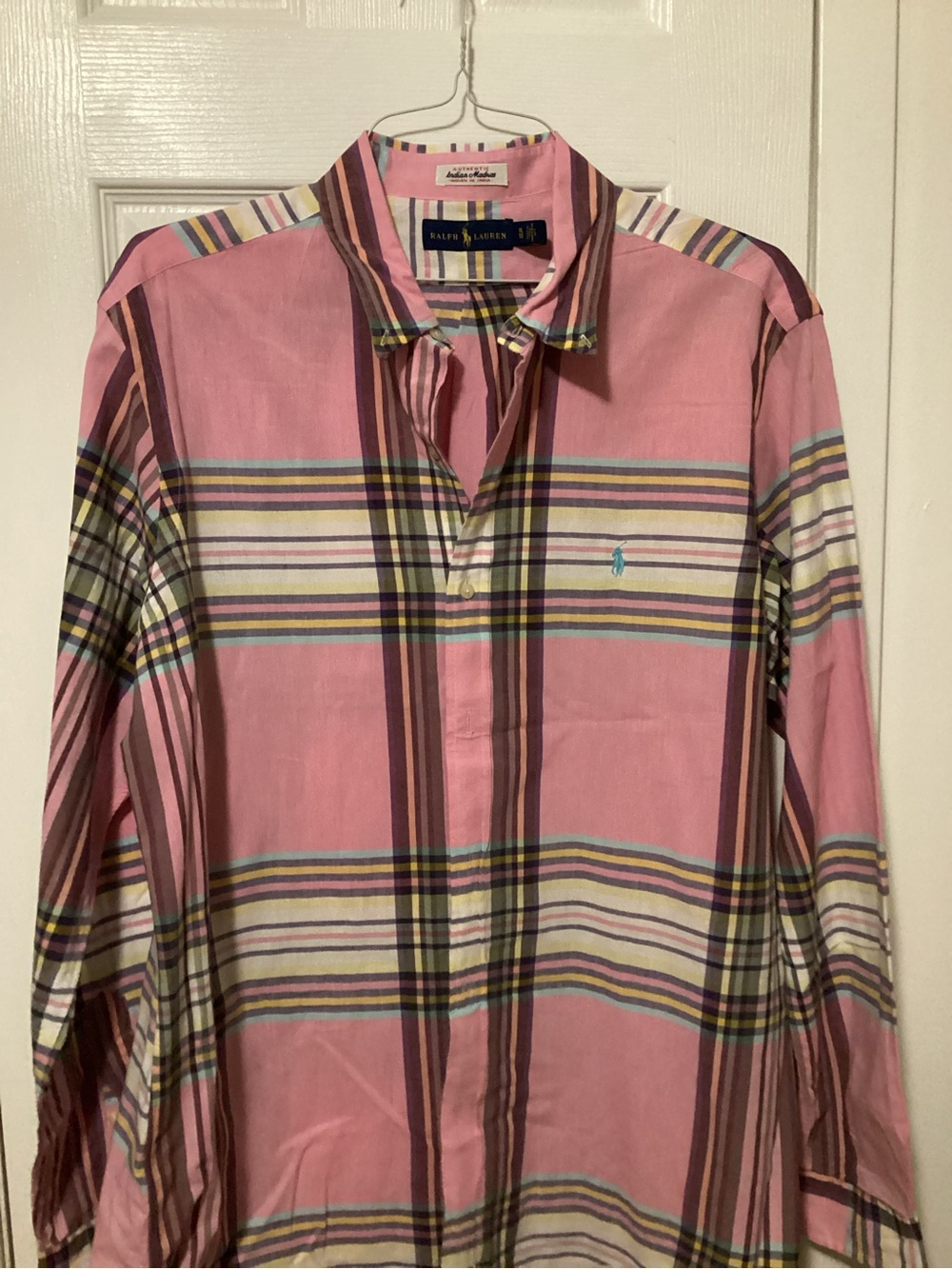 Ralph Lauren Pink & White Striped Plaid Button-Down Shirt